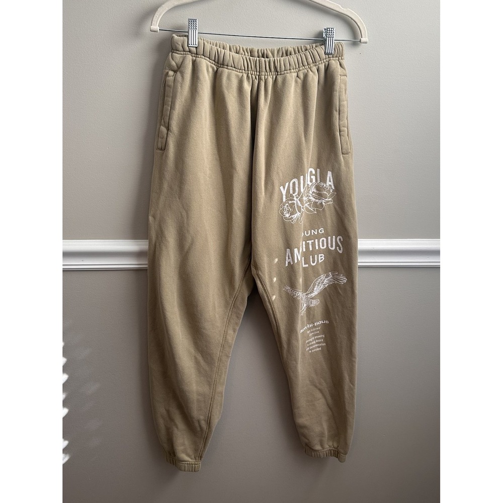 YoungLA Mens Size Immortal Joggers Beige L Gym Athleisure Sweatpants Streetwear